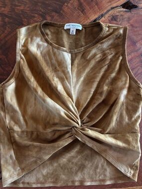 Earthbound Twist-Front Cropped tank - Brown